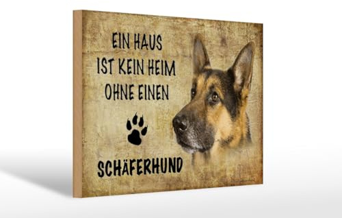 Ontrada Holzschild 20x30cm Schäferhund Hund ohne kein Heim Holz Schild