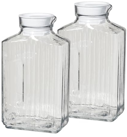 Anchor Hocking 2 Quart Bistro Pitcher with Lid, Pack of Two