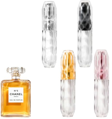 Azonelife 4 Pezzi Atomizzatore di Profumo, Bottiglie 5ml Spray Vuote Nebulizzatore, Ricaricabili Mini Flaconi Portatile per Viaggiare Festa
