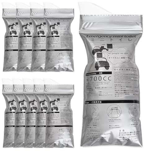 Motroce Pack of 10 Disposable Urine Bags - 700ml Capacity, Super Absorbent with Gel, Portable Urinal Bags for Emergencies, Camping, Travel, and Traffic Jams - Suitable for Outdoor Use