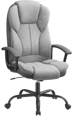 SONGMICS Office Chair, Desk Chair, Gaming Chair with Armrests, Swivel Computer Chair, Executive Office Chair, Adjustable Height, Tilt Function, Home Office, Study, Dove Grey and Ink Black OBG057G11