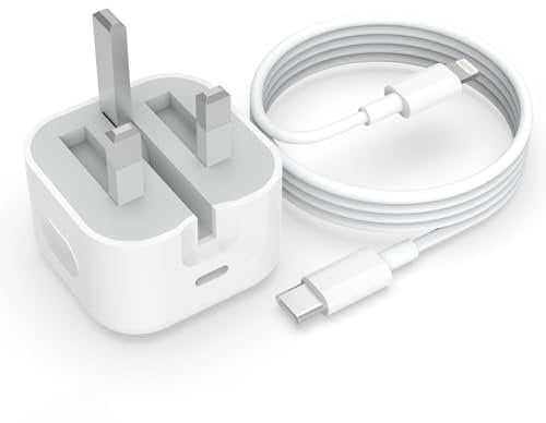 iPhone Fast Charger, MFi Certified 20W iPhone Charger Plug with 6FT USB C to Lightning Charging Cable, USBC Charger UK Adapter Compatible with iPhone 14/14 Pro/14 Pro Max/14 Plus/13/12/11/SE/XS/iPad
