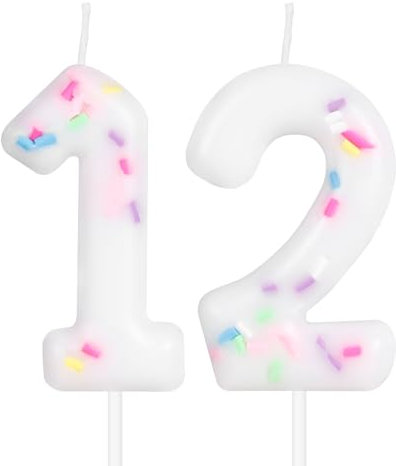 Girls Colorful 12th Birthday Candle, Colorful Sprinkles Number 12 Candles, Candles for Cake Decoration, Happy 12th Birthday Cake Topper Decorations for Girls Women Her Birthday Anniversary Party