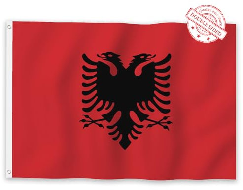 Aoihrraan Bandiere Nazionali Albanesi 150x250cm Doppia Faccia Bandiere Nazionali Albanesi Per Le Celebrazioni All'Aperto Bandiere Decor Partito Portico Giardino Domestico Con 2 Robusti Grommets