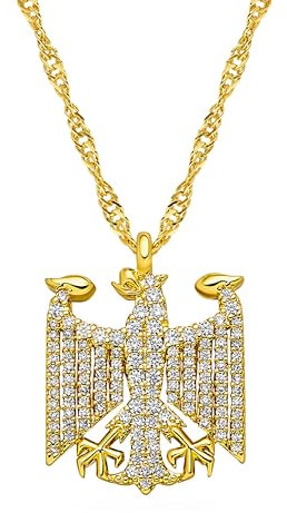 d'origine Deutschland Adler Kette für Damen, Deutschland Wappen Kette, Deutsche Kette, Deutschland Schmuck (Gold)