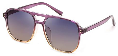 FEISEDY Retro Square Sonnenbrille Damen Herren 70er Jahre Vintage Trendy Brille Klassisch mit Double Brücke UV400 Schutz B2835