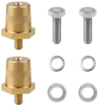 Thread Installation Battery Tone Post Adapter Kit, 2 Brass Negative Positive Extender, Battery Side Terminal Charging Posts, Battery Pole with Steel Screws and Spacers for Lithium Car BatteriesM8 (M6)