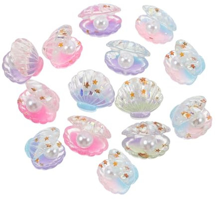 JOINPAYA 16stücke Teiliges Mini-Resin-Muscheln Mit Perlen Leuchtend Im Dunkeln Langlebige Shell-Ornamente Für Bastelprojekte Hochzeit Deko Party Schmückung Meerjungfrau DIY