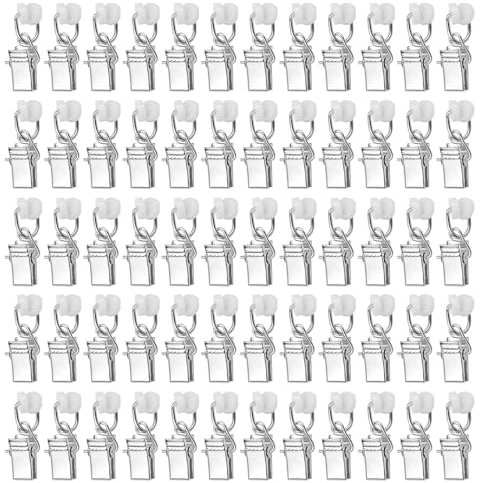 60 x Gardinenhaken zum Klemmen, Vorhangrollenclip, Vorhangklammern Gardinenhaken mit Rollen, Vorhang Klammern für Schiene, Vorhang Clips für Schiene für Erkerfenster, Raumteiler (A)