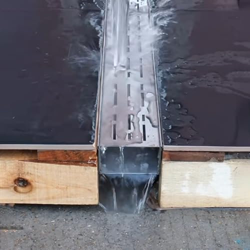 Canaleta Desague con Rejilla Zanja de Drenaje Rápido de 1 M de Largo, Canal de Drenaje de Acero Inoxidable 304 para Entradas de Vehículos, Filtros de Drenaje Lineales de Alta Resistencia para Exterior