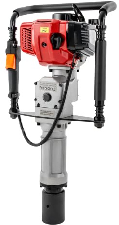LENDISIY Pfahlramme Benzin, 52CC Erdlochbohrer Pfahlramme Rammgerät, 2-Takt-Motor, Pfostenfahrer Pfostentreiber Ramme Zaunbau Pile Driver mit 55mm, 70mm Rammloch Adapter