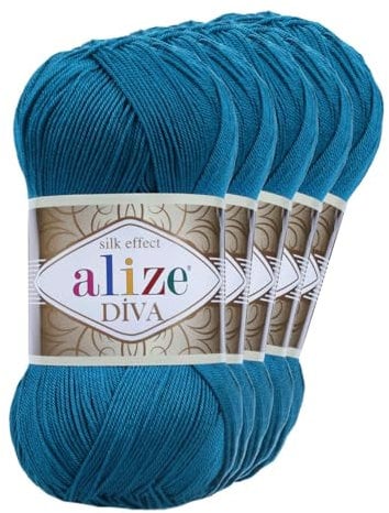 500g Strickgarn ALIZE DIVA - Häkelgarn Wolle Sommer Stricken Häkeln, Farbe:646 petrol
