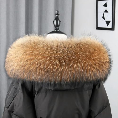 ROCILA Pelzkragen Pelzbesatz für Kinder Damen Mäntel Waschbärpelz Schal Mantel Kapuze Pelzdekor Kragen Winter Warm Kinderschal