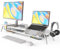 Fenge Dual Monitorständer mit Laptop Halterung/Telefon Halter/Headset Halterung, 2 Etagen Groß Multifunktionaler Computer Bildschirmständer 108x23,5x14,5cm (Weiß)