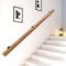 Wooden Stairs Banister Handrail, Non Slip Round Stair Railings Support Rod, Wood Hand Railing with Bracket Stair Grab Bar Kit, Staircase Handrails with Grab Rail Complete (Wood, 80cm)