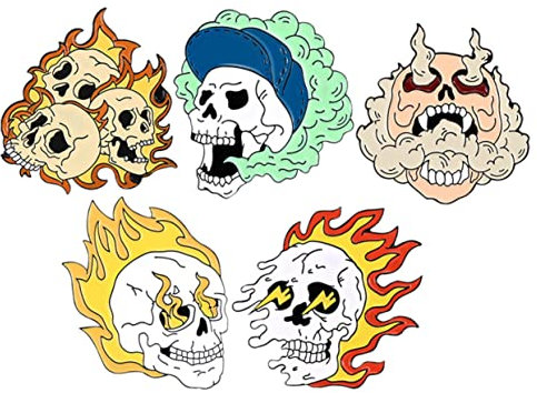 JEWEDECO 5pièces Broches Émail De Crâne Punk Gothique Lot De Décoratifs Pour Vêtements Chapeaux Et Écharpes Accessoires Idéaux Pour Fêtes Et