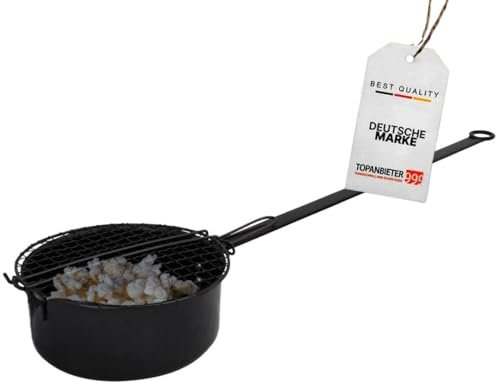 Popcornpfanne Popcorn-Pfanne für Lagerfeuer & Grill/Popcorn Maker mit langem Griff & Gitterdeckel/Perfekt für Camping & Outdoor-Kochen/Popcornmaschine Popcornmaker/Popcorn-Grillpfanne