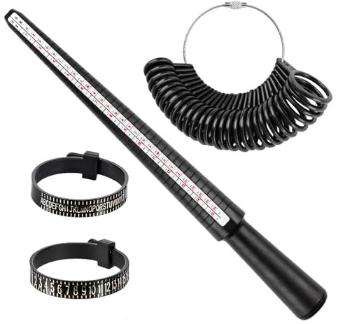 4 Stück Ringgrössenmesser Set, Ringgröße Messwerkzeug, Ringmaßband Ringschablone Ringgröße Messen Ringstock Ringmaß Ring Sizer Messskalen Set, Größenstandard UK, EU, USA