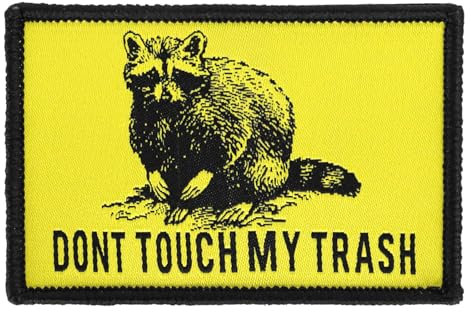 Zidoley Klett Patch DON'T TOUCH MY TRASH Waschbär Patches Klett Militär Für Rucksack Uniform Taktische Kleidung Baseballkappe (Front*1)