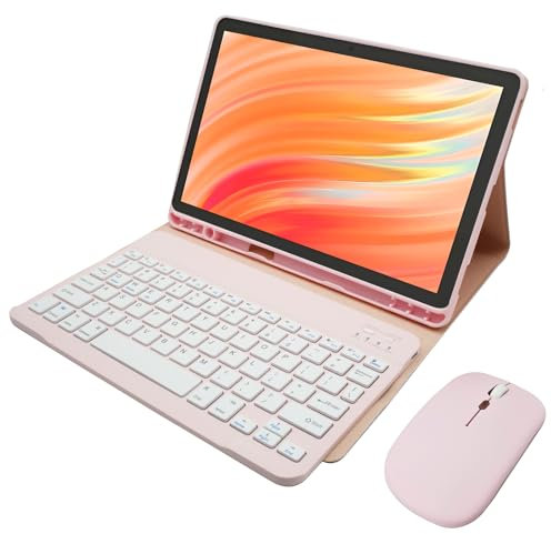 Tastatur Hülle für Amazon Kindle Fire HD 10 & 10 Plus (13./11. Generation, 2023/2021), Abnehmbare Bluetooth-Tastatur, Stifthalter,Rosa