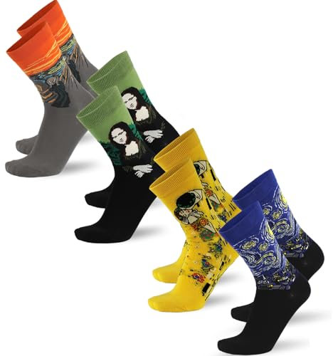 Alster Herz* Damen Socken 35-38 & 39-42 Bunte witzige Motive Lustige farbenfrohe Baumwolle Sneakersocken (DE/NL/SE/PL, Alphanumerisch, Einheitsgröße, Regular, Regular, 4 Paar Gemälde)