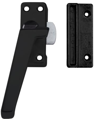 AXA Fenstergriffe - 3308 - Fenstersicherung - Links drehend | abschließbar mit Knopf, Aluminium Schwarz