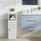 HUOLE Armoire de Salle de Bain, Petit Meuble de Rangement pour Toilettes, Armoire Toilettes Porte Brosse WC Meuble de Salle de Bain sur Pied en Bois, 25 * 22 * 80cm -Blanc