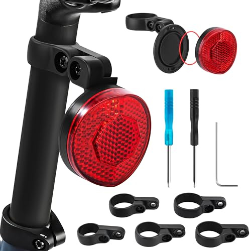 Berkelen Fahrrad Rückstrahler Mit 5 Universalhaltern Verstellbar Rot Reflektor Für Sattelstütze 22,2 Bis 31,8 mm MTB E Bike Rennrad