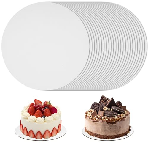 25 Stück Cake Board ø 15 cm/6 inch, 3mm Dick Rund Tortenunterlage | Weiß Tortenplatte Pappe, Cakeboard Wiederverwendbar, Kuchenbretter für Transport Kuchen und Torten Unterplatten Cake Drum