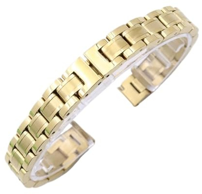 THBGTCNQ Uhrenarmband Edelstahl Schnellverschluss Universal Faltschließe Armband(Gold,10mm)