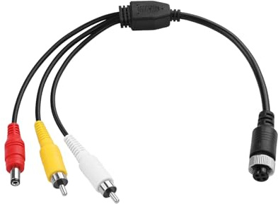 TIENFOKOTA M12 4 Pin Aviation to RCA Video AV DC Connector Adapter, CCTV Surveillance System, Monitor/Camera Adapter Video Cable (3 male connectors + 4-pin aviation female connector, 2RCA)