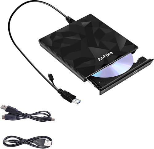Lettore CD DVD Esterno Tipo C USB 3.0 con Cavo Esteso di Alimentazione per Lettore DVD CD/DVD +/-RW Masterizzatore per PC Desktop Apple Mac Macbook Pro Windows 11/10/8/7/XP Linux OS (TypeCdiamond)