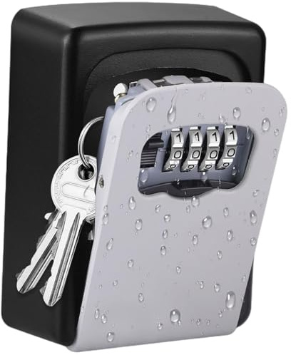 Extraible Key Safe Wall Mounted, 4 Digit Combination Key Lock Box Outdoor Indoor, Waterproof Combination Key Lock Box with Slide Cover for Home Outside Garage School Elderly Parents Spare House
