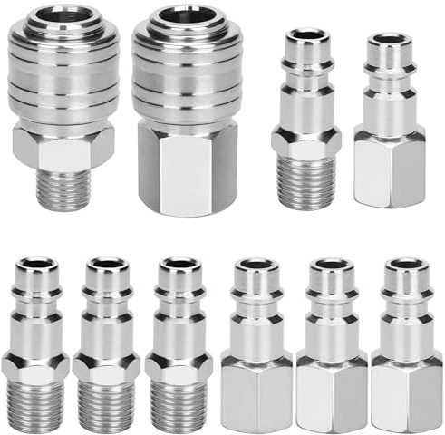 Bebochoi 10 Pcs Raccords de compresseur 1/4 BSP Raccord Rapide Pneumatique Raccords de Compresseur, Raccord d'Air 1/4 Pouce, Embout Compresseur Air Européen Accessoires pour les Outils Pneumatiques