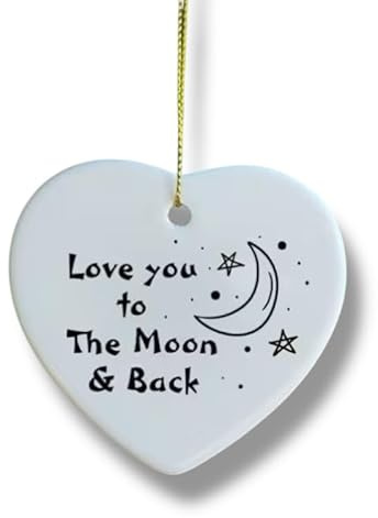 Cute Wall Ornament, 'I love you to the moon and back', perfect for mothers day, valentines day, birthday, christmas, Plastic with Ribbon,