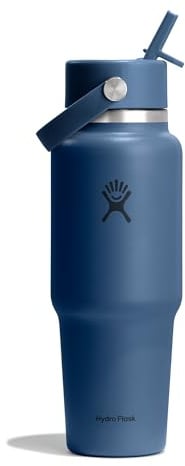 Hydro Flask – Wide Flex Straw Travel Bottle 946 ml (32 oz) | Edelstahl, auslaufsicher, passend für die meisten Getränkehalter – Kalt 24 Std. – Wide Mouth – Harbor Blue