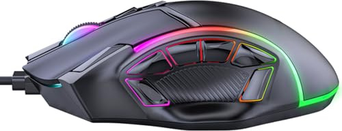 Funien Souris de Jeu Rvb, Ergonomique, Filaire, Haute Précision, 12 Touches Programmables, pour Ordinateur Gamer, 140x83x42mm, 130g