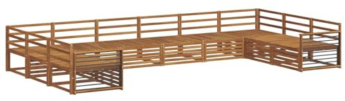vidaXL Sofagarnituren 10 pcs Natur Massivholz Akazie, Moderner Garten-Sofa, robuster Outdoor-Sitz, Terrassen-Lounge-Set für gemütliches Sitzen und schickes Leben