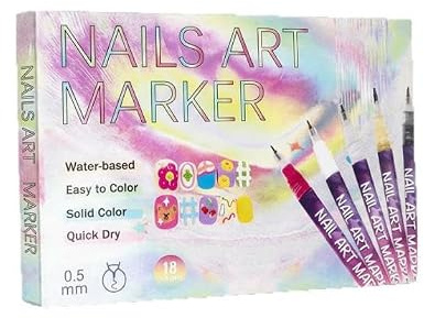 Nail Art Pens, 18 Colors Nail Polish Pens, 3D Waterproof Quick Dry Nail Polish Pens, Alcohol Removable DIY Manicure Drawing Set for Beginner Sports World Cup Fans Art Decoration