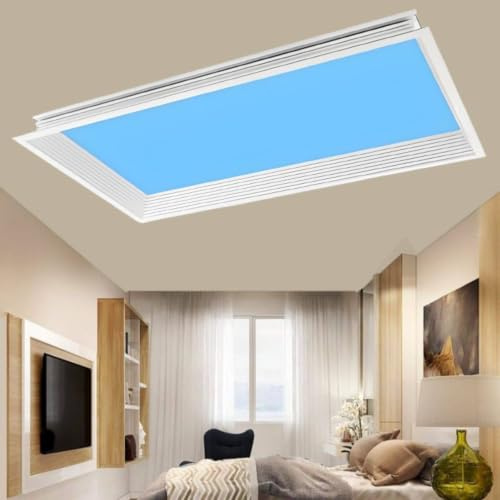 MhWrughts Pannello Luminoso a Finta Finestra, plafoniera a LED con lucernario Artificiale, Simulazione di Luce Solare e luminosità Regolabile, Effetto Luce Naturale Diurna Sky-30 * 60Embedded