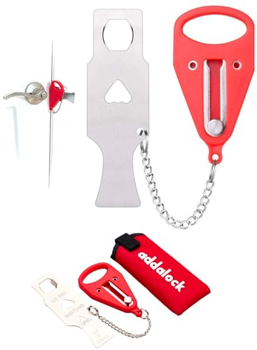 Addalock - Cerradura portátil para viajes y seguridad en el hogar, una sola pieza, resistente, para casas, apartamentos, hoteles, moteles, residencias de estudiantes y alojamientos de AirBnB