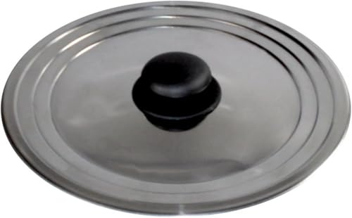 Baumalu - Universal-Stufendeckel Edelstahl - Ø22/24/26 cm - Bakelitknopf | Hochwertiger Werkstoff, Stufenrand für drei Größen, stoß- und kratzfest, passend für mittlere Topfdurchmesser, robust