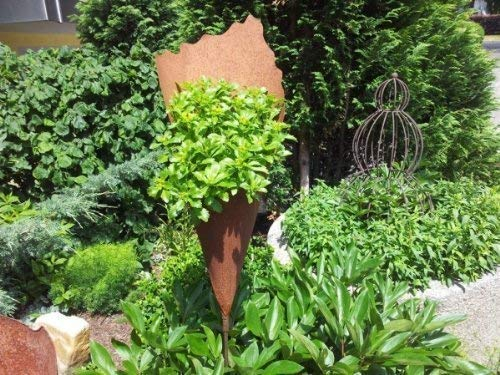 Rostikal | Gartenstecker Pflanztüte aus Metall | Rost Gartendeko zum Bepflanzen | 60 cm tief