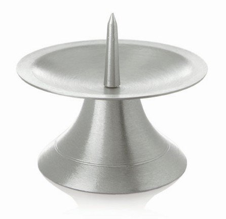 Taufkerzenhalter Scheibenleuchter Messing vernickelt Silber matt satiniert mit Dorn Ø 9 cm für Taufkerzen