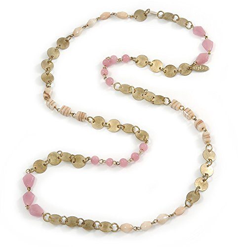Inspiration Vintage Dusty Rose, Nude or antique et perle en verre long collier pièce – 100 cm – l