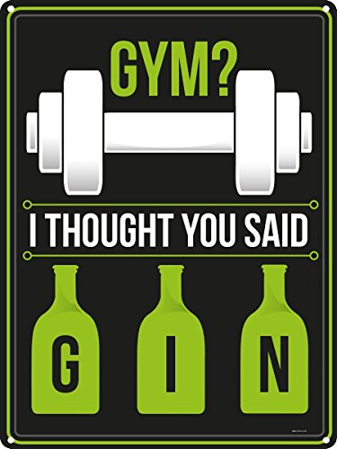 Grindstore Gym? I Thought You Said Gin Tin Sign, Multi-Colour, 30.5 x 40.7 cm