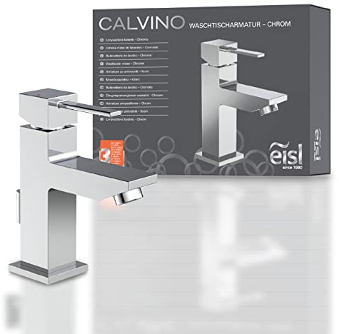 EISL NI075THI CALVINO Wasserhahn Bad eckig, Waschtischarmatur mit kantigem Design, moderner Einhebelmischer Badezimmer, Mischbatterie fürs Waschbecken, Chrom