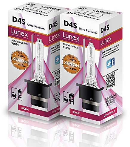 Lunex D4S HID Headlight Lamp Xenon Replacement Bulbs (8000K)