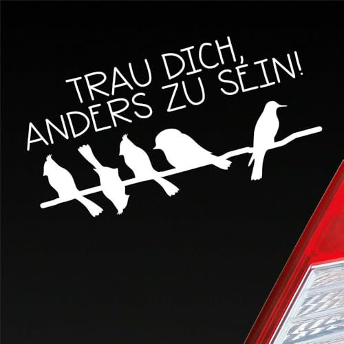 Hellweg Druckerei Trau Dich, Anders zu Sein! Vögel Bird Fun Tier Auto Aufkleber Sticker Heckscheibenaufkleber