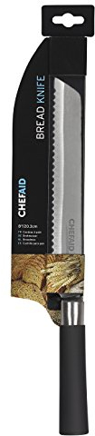 Chef Aid Stainless Steel Bread Knife, 8 Inch (20 cm) – Soft Grip Handle, Serrated Blade, Ideal for Slicing Bread & Baked Goods, Handwashing Recommended